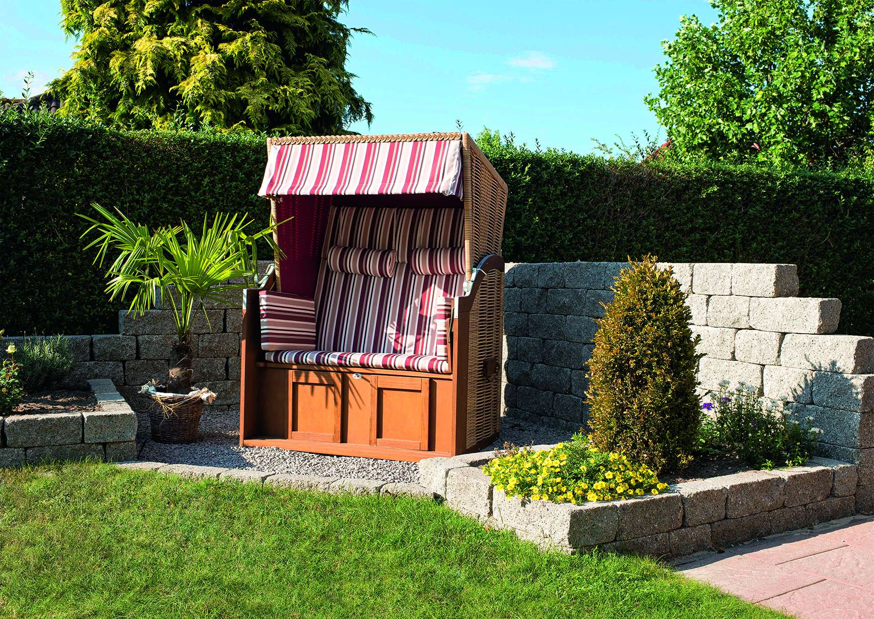 UnoStone Granit Grau mit Strandkorb