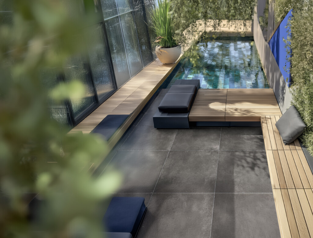 Verbundkeramik Concreto - 90x90x4 cm - Concrete-Graphite