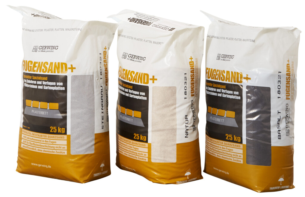 Fugensand+ 3 Säcke nebeneinander