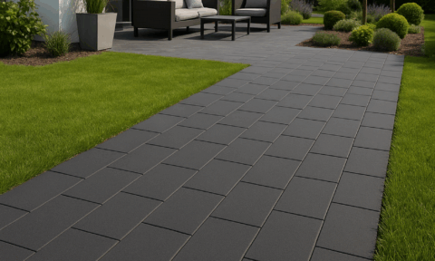Ökopflaster Residenz Pflaster Anthrazit im Garten als Terrasse