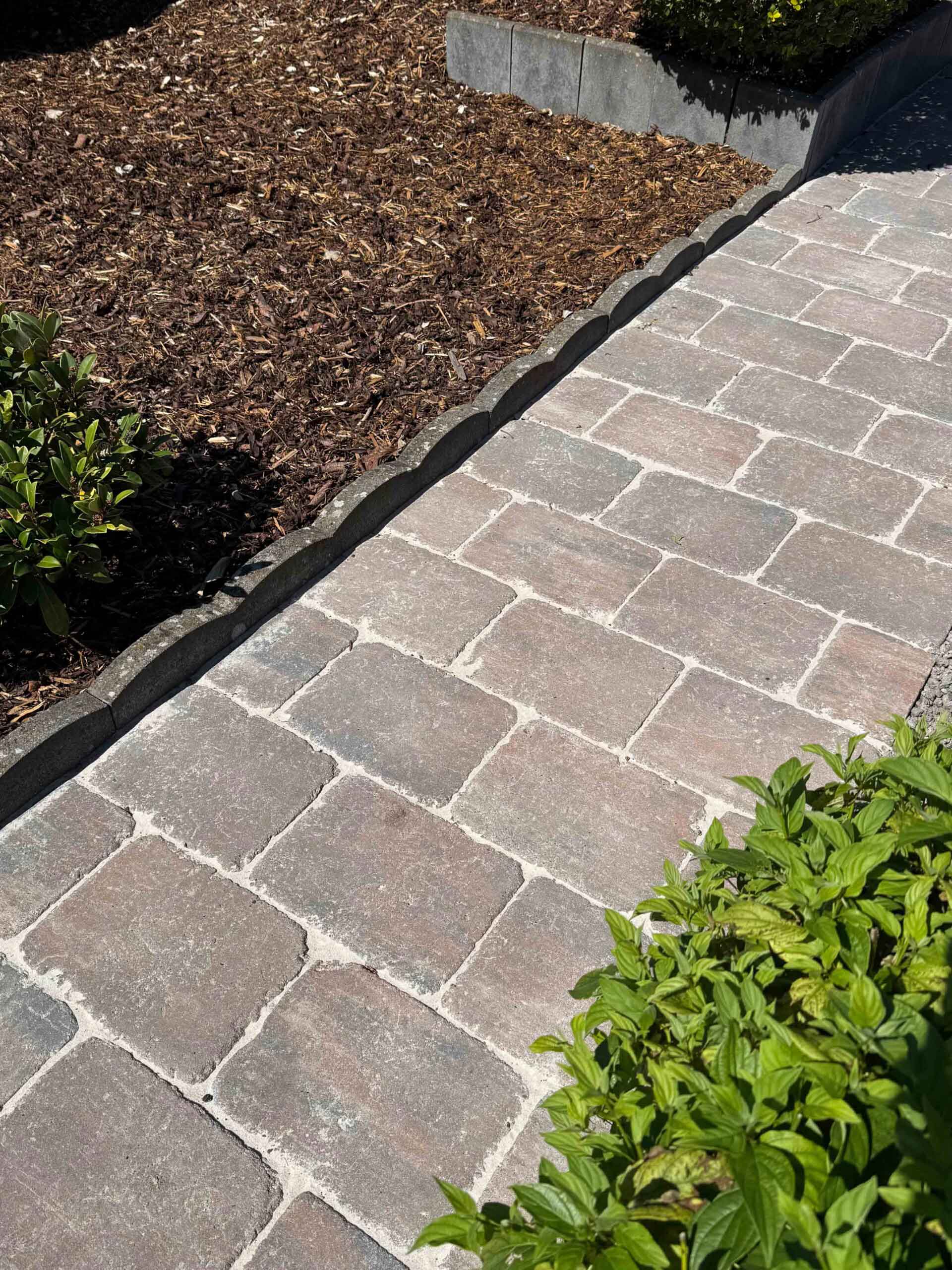 Pflastersteine OM Antik Muschelkalk 3 Ökopflaster mit Beet